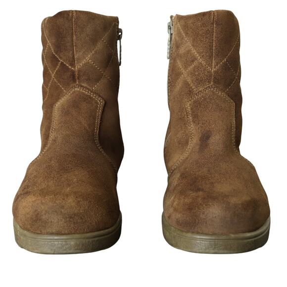 Women's Quilted Brown Suede Totes Zip Up Boots - Sz 8 - Picture 8 of 11